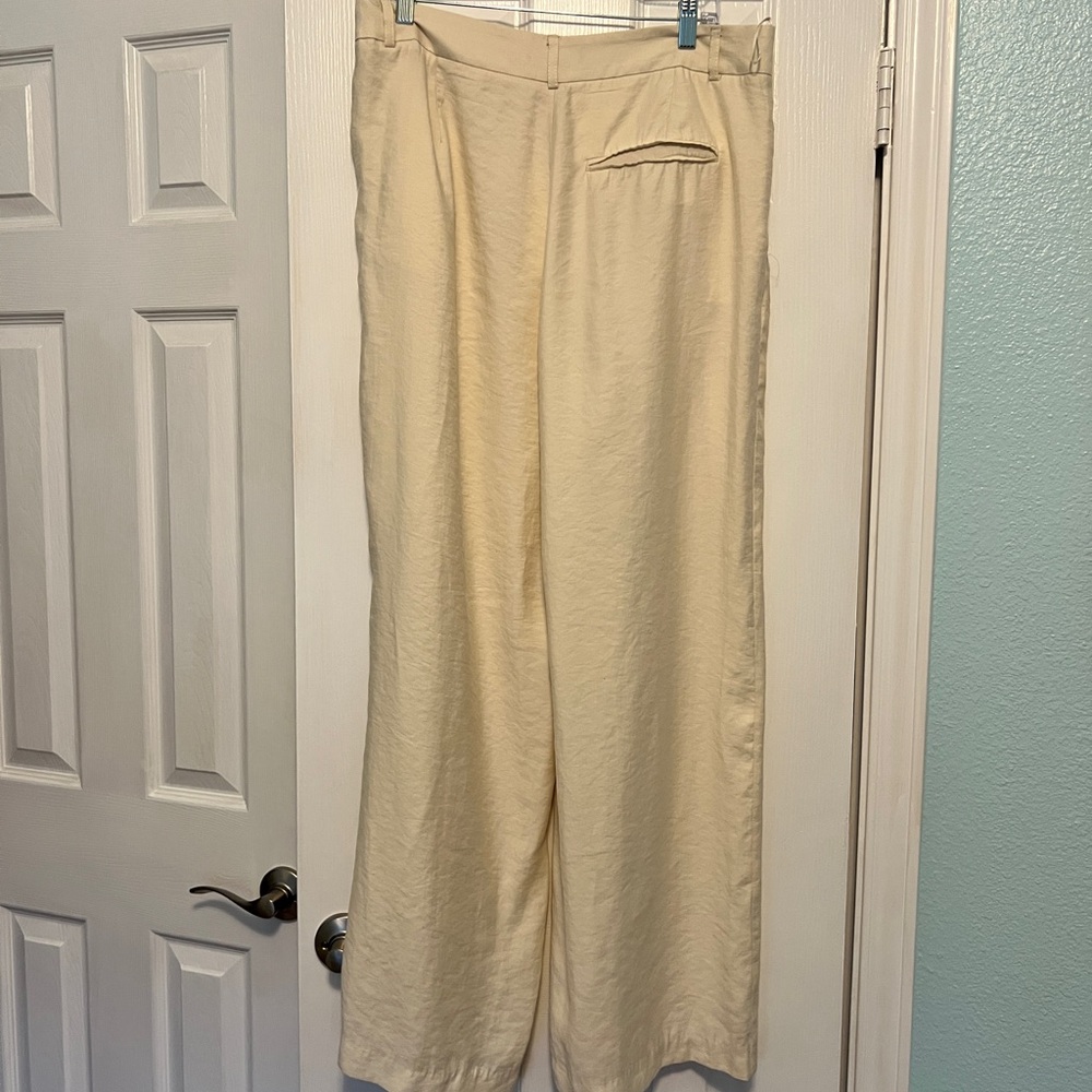 Zara Women’s Cream Wide-Leg Pants Size L - Picture 5 of 9